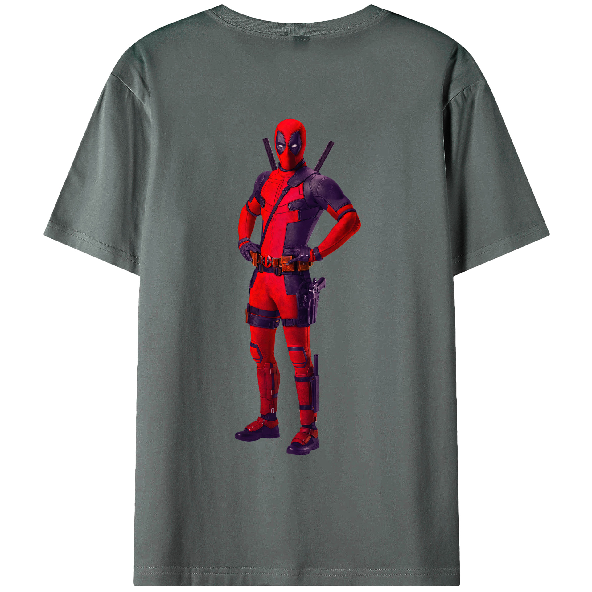 （画像用） Deadpool デッドプール 綿100％ メンズ半袖Tシャツ（バックプリント） 通気性